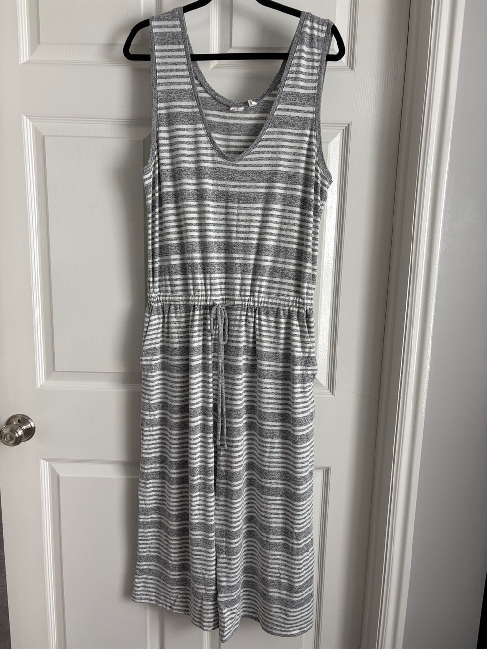Gap Striped Gray & White Sleeveless Drawstring Women's Jumpsuit